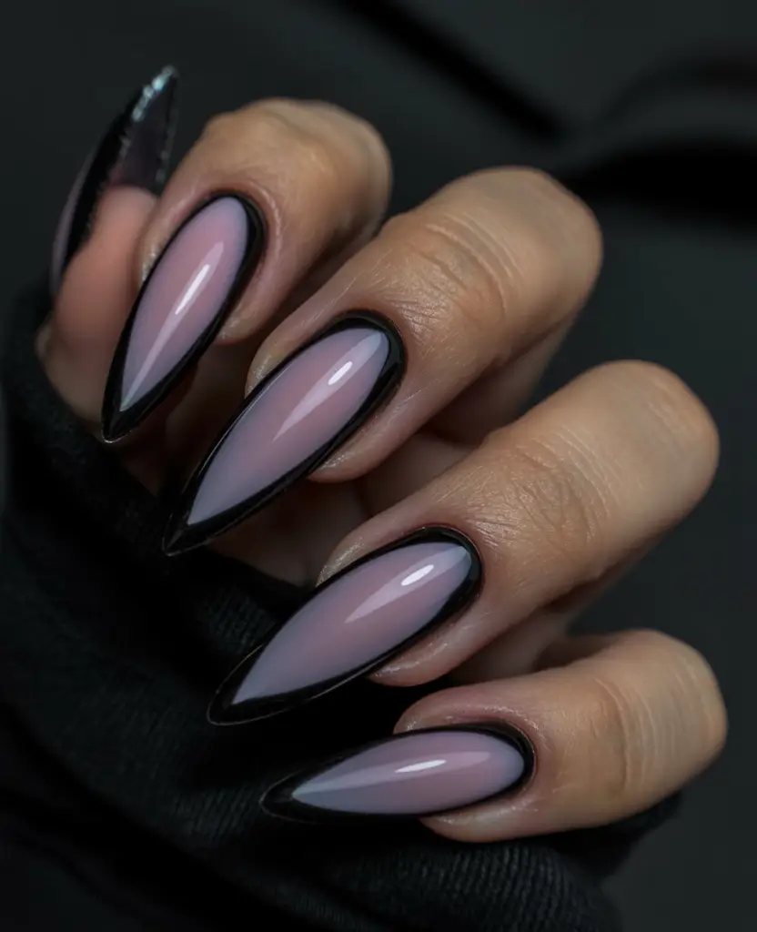 2025 Dark Fall Nails Sharp Black-Framed Neutrals