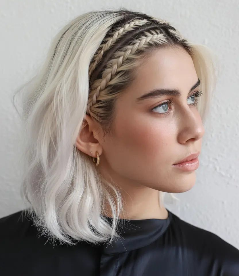 Cute and Easy Hairstyles for Fall Season 2025 Frosty Blonde Crown Braids