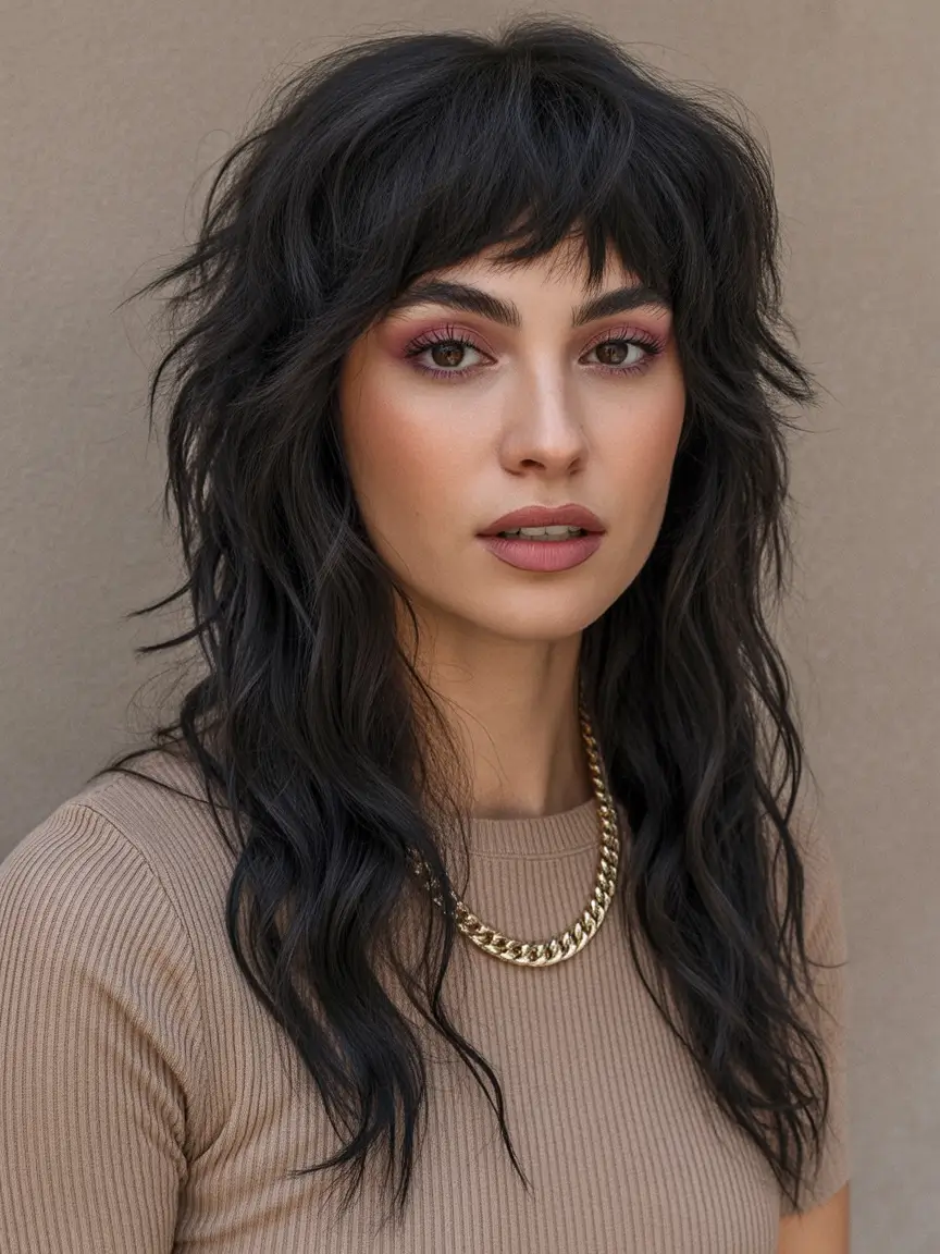 Fall long haircut Modern Shag with Soft Fringe