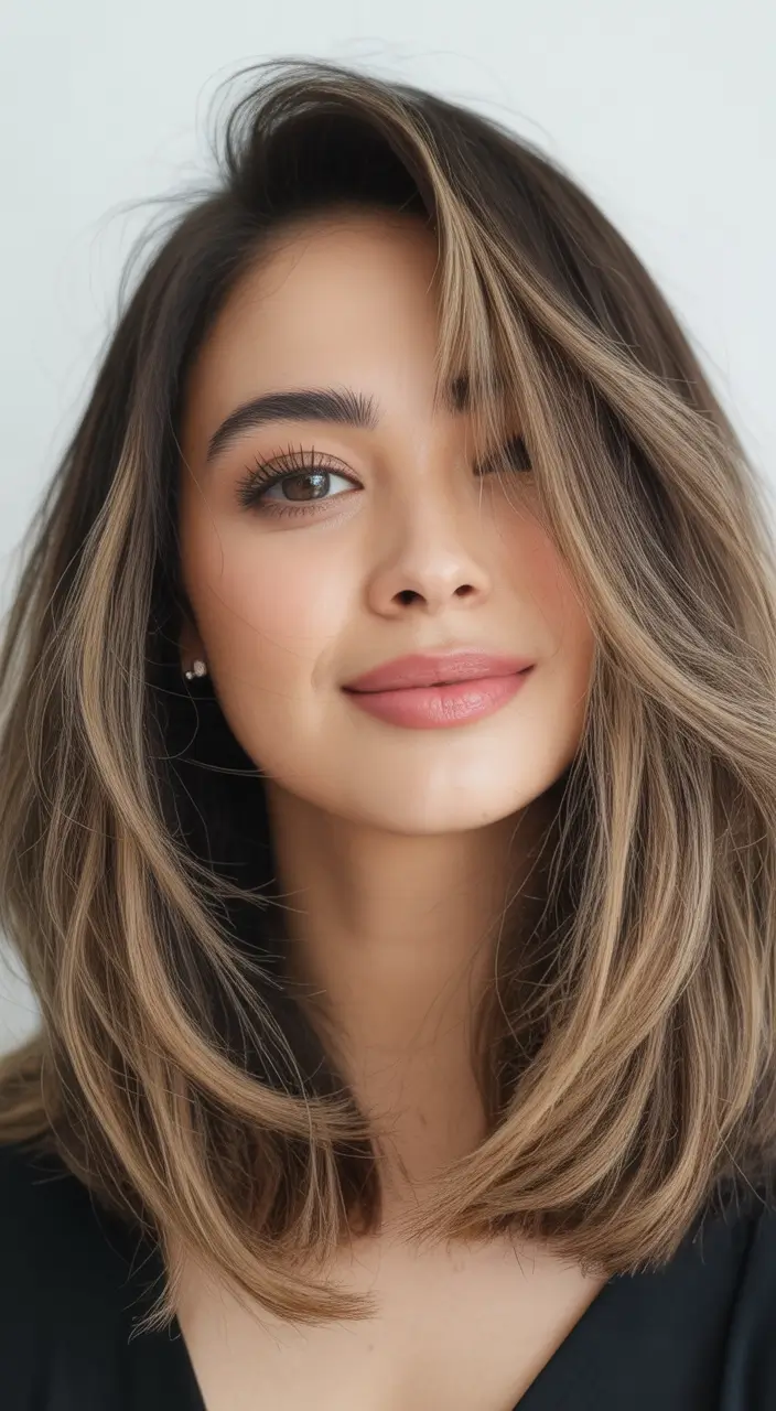 Fall long haircut Polished Lob with Side Part