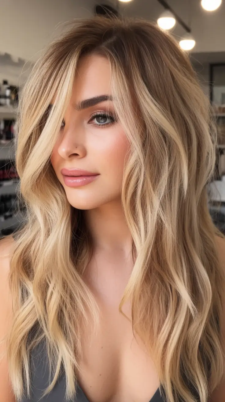 Fall long haircut Beachy Blonde Layers
