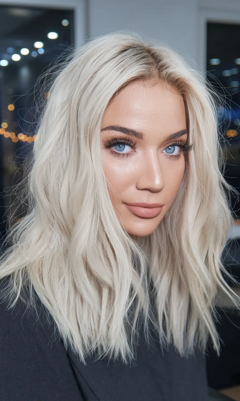 fall hairstyles short hair Icy Platinum Lob
