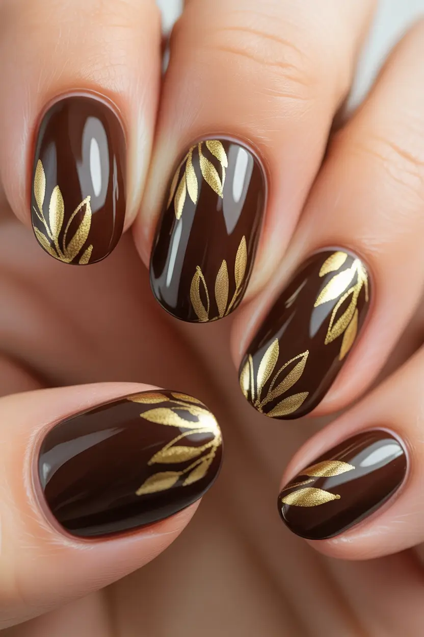 Fall Nail Inspo & Ideas 2025 Golden Leaf Luxe