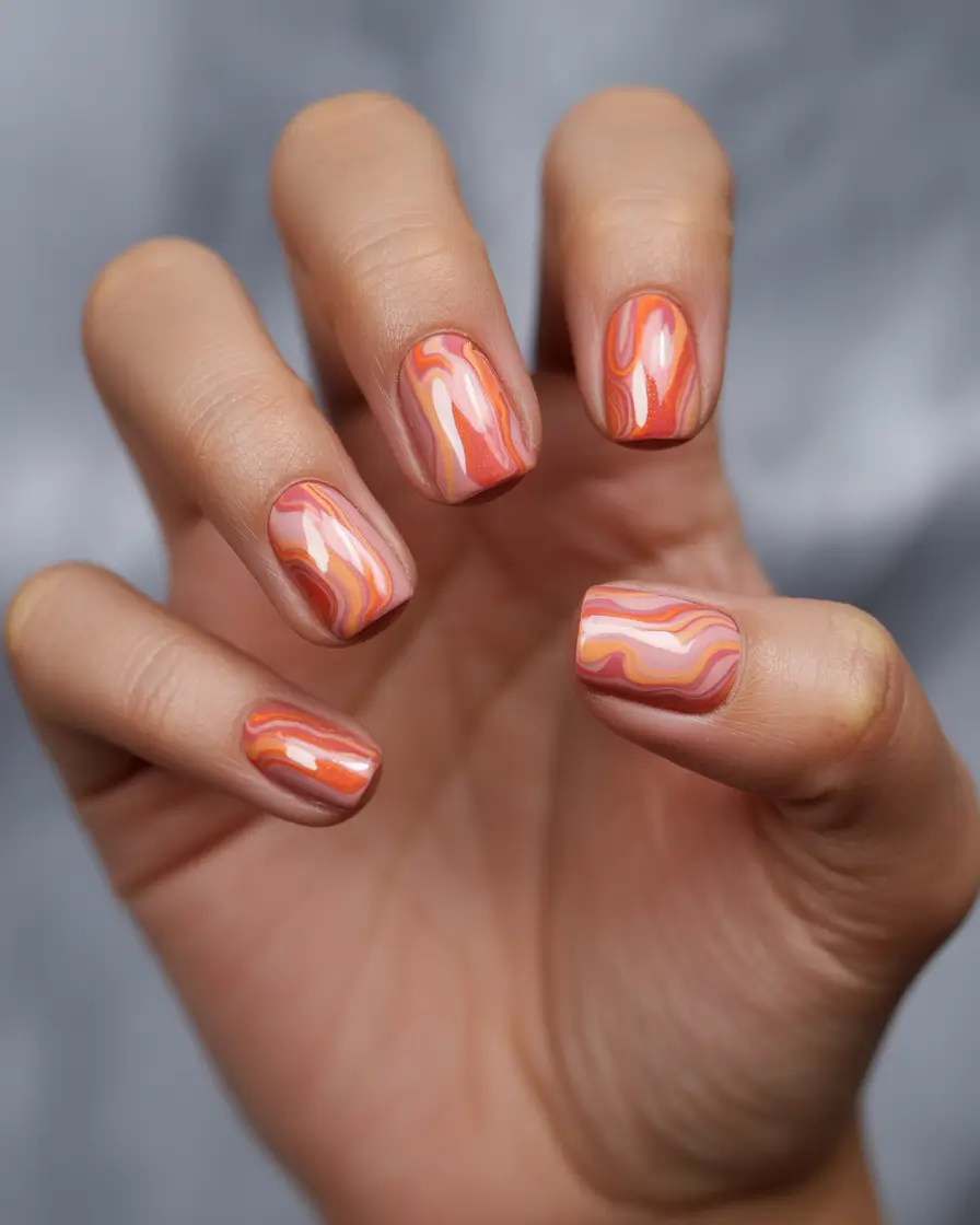Fall Nail Inspo & Ideas 2025 Playful Peach Waves