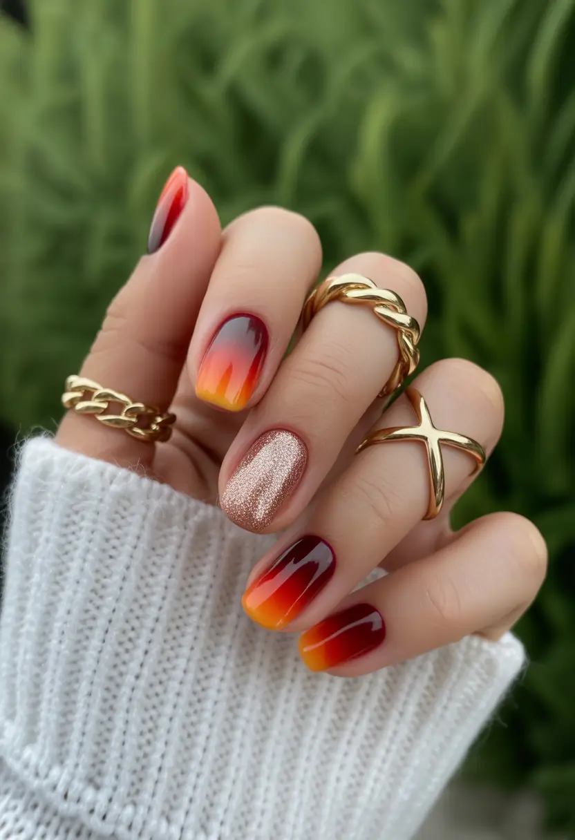 Fall Nail Inspo & Ideas 2025 Autumn Sunset Gradient
