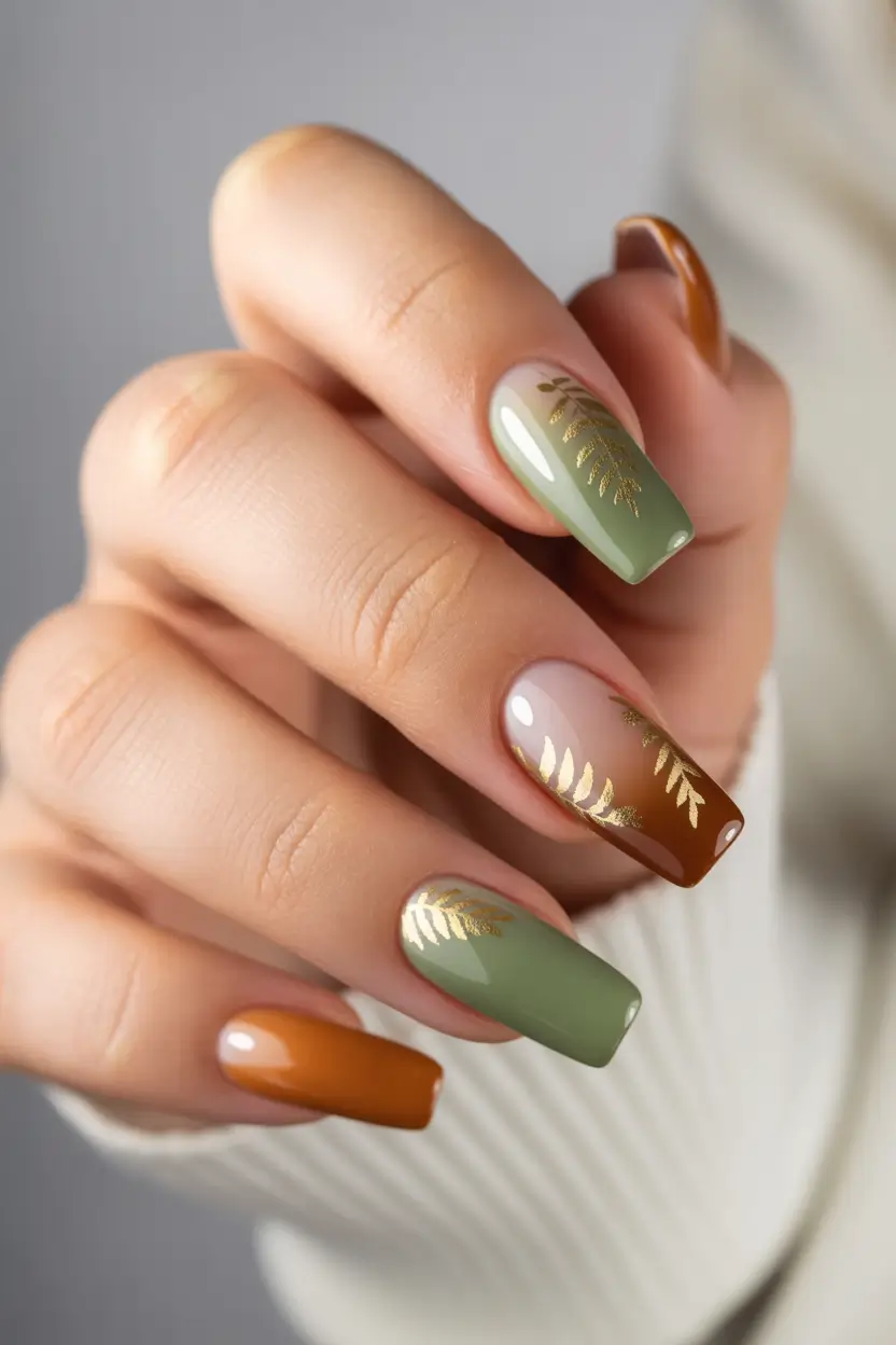 Fall Nail Inspo & Ideas 2025 Leafy Green Glam