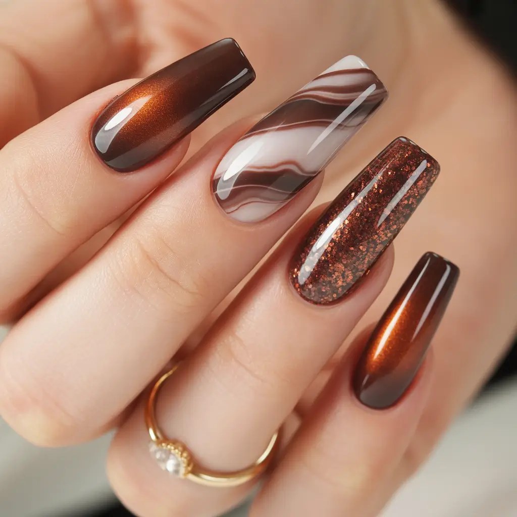 Fall Nail Inspo & Ideas 2025 Glazed Cocoa Luxe