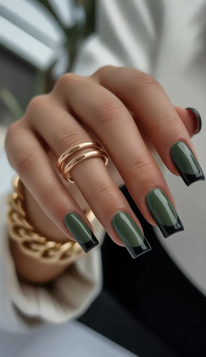 Fall Nail Inspo & Ideas 2025 Deep Green French Sophistication