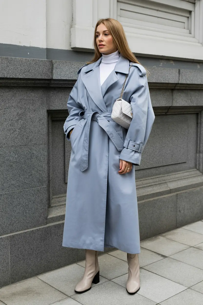 Fall outfits ideas for October 2025 Soft Powder Blue Elegance
