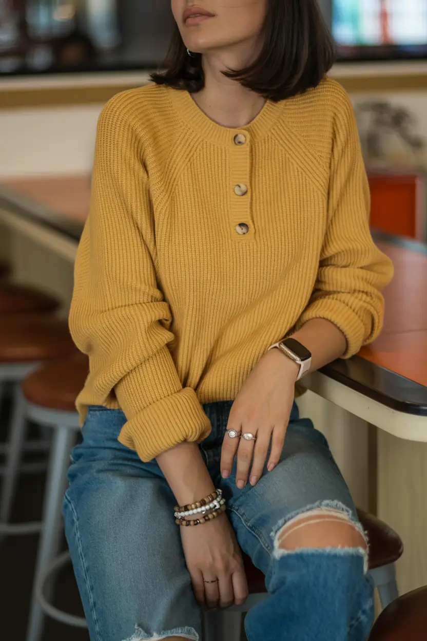 Fall outfits ideas for October 2025 Golden Mustard Warmth