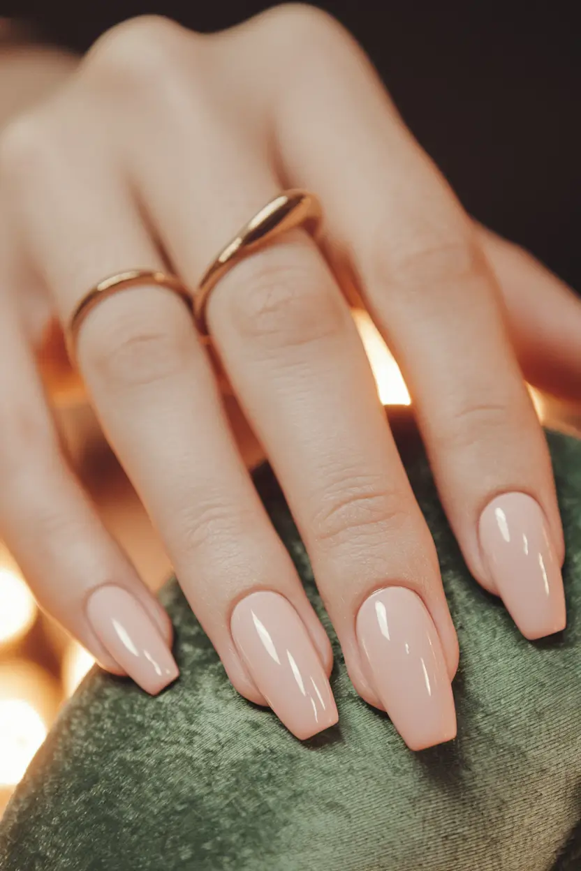 Fall Ballerina-Shaped Nail Ideas 2025 Classic Nude Ballerina