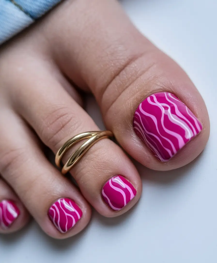 Stylish Fall Toe Nail Colors 2025 Wavy Fuchsia Pop