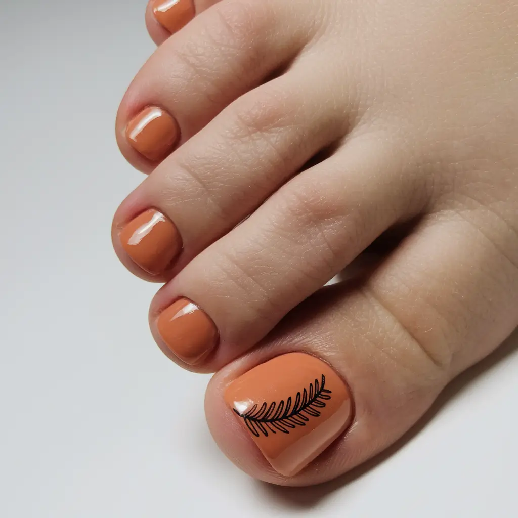 Stylish Fall Toe Nail Colors 2025 Spiced Terracotta with a Touch of Nature