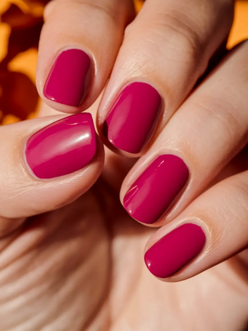 Stylish Minimalist Fall Nails Designs 2025 Bold Fuchsia Short Minimalism