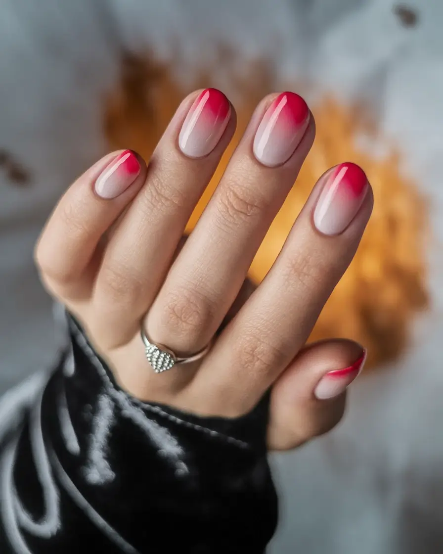 Stylish Minimalist Fall Nails Designs 2025 Gradient Scarlet Minimalism