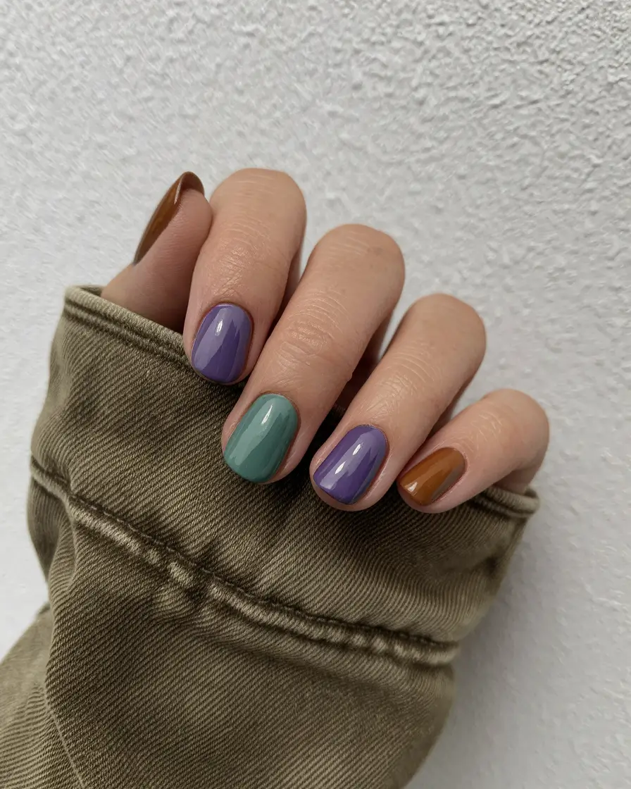 Trendy Fall Nail Colors and Designs 2025 Playful Autumn Color Blocking