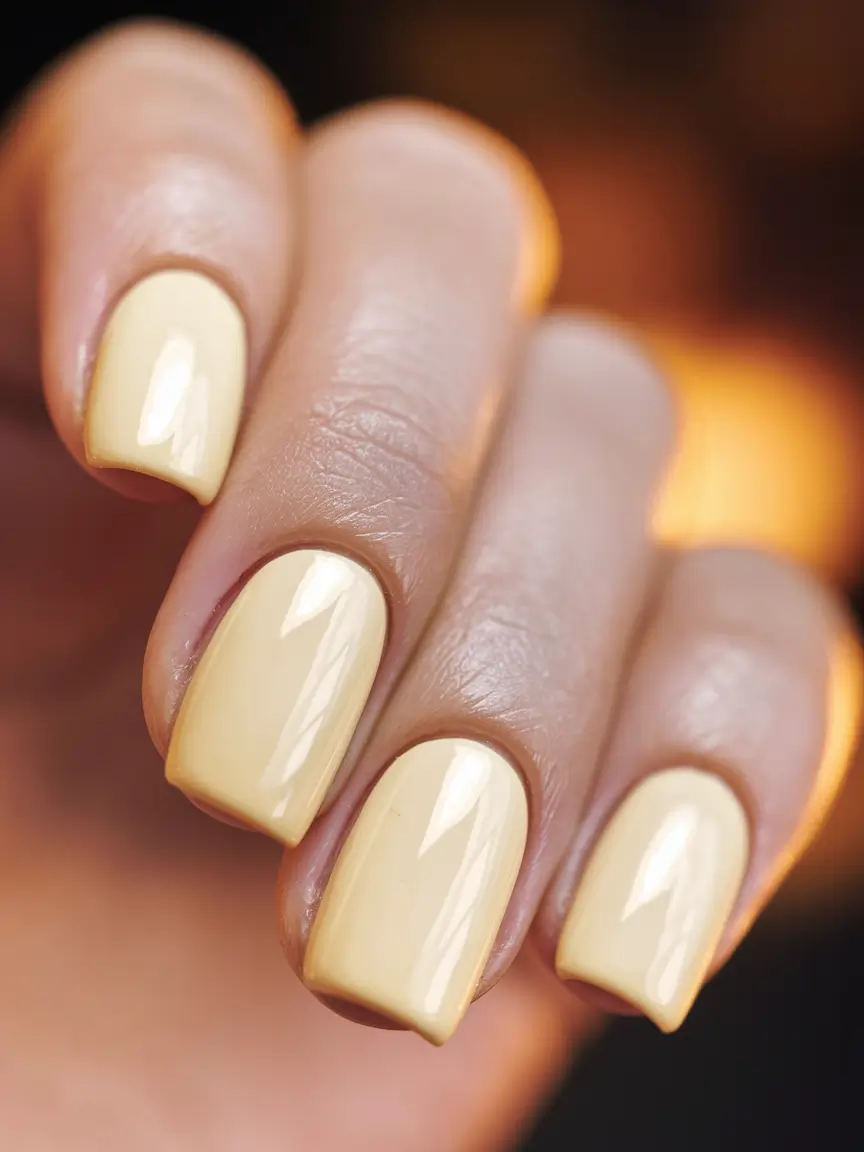 Trendy Fall Nail Colors and Designs 2025 Soft Buttery Yellow