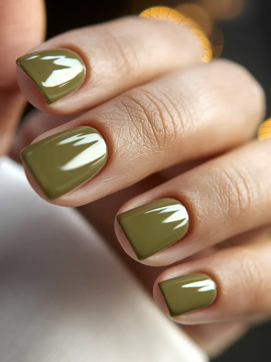 Trendy Fall Nail Colors and Designs 2025 Olive Green Chic