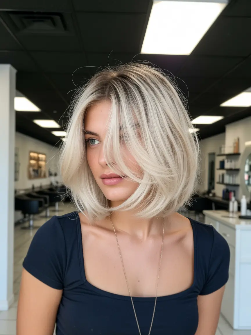 best spring bob haircuts 2026 Textured Platinum Bob with Soft Layered Lift