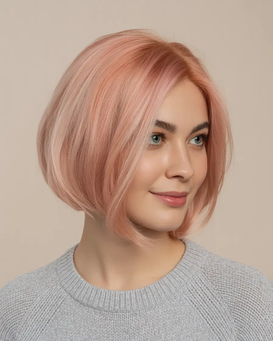 best spring bob haircuts 2026 Peach Rose Short Bob with Soft Spring Dimension