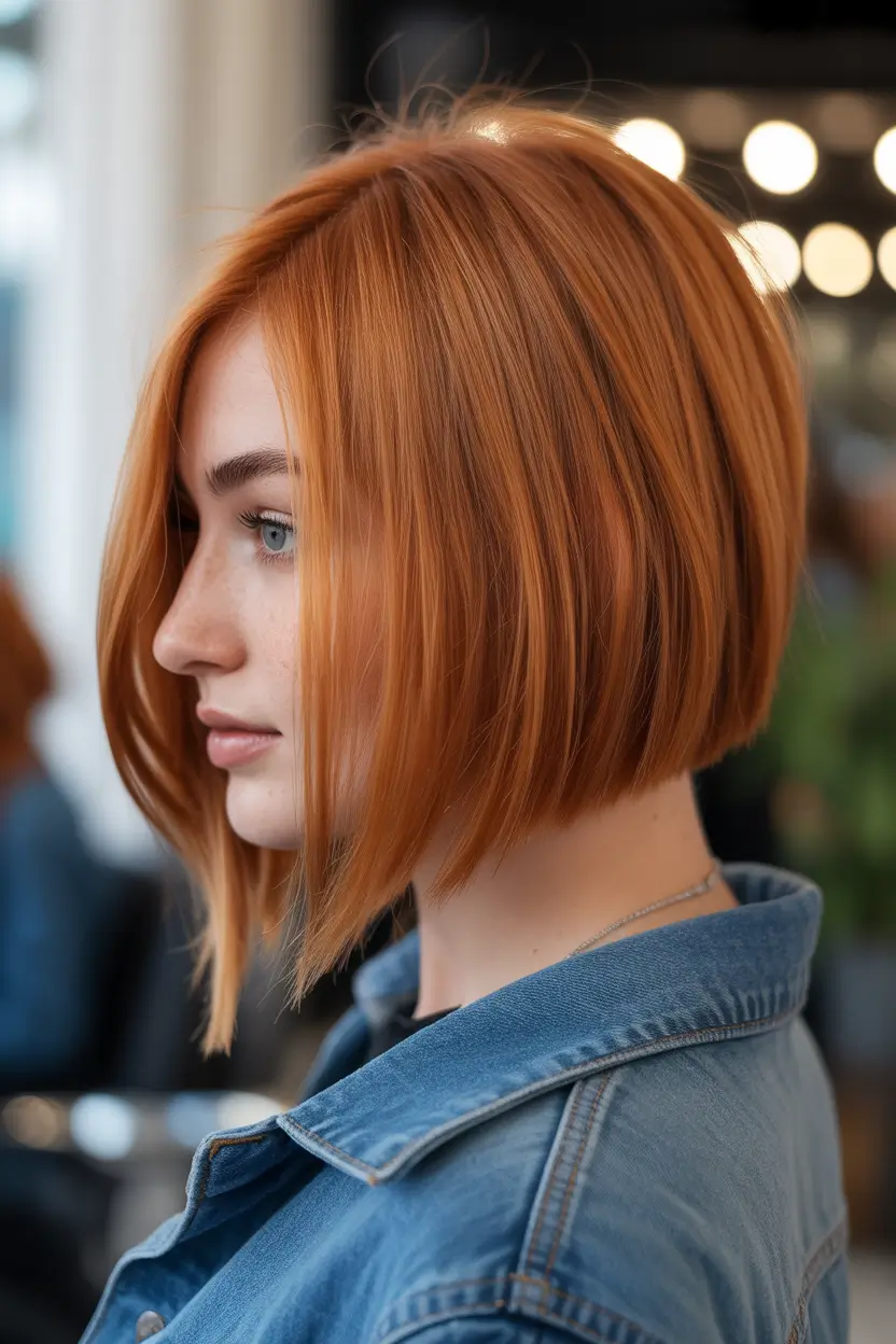 best spring bob haircuts 2026 Warm Ginger Graduated Bob with Feathery Ends
