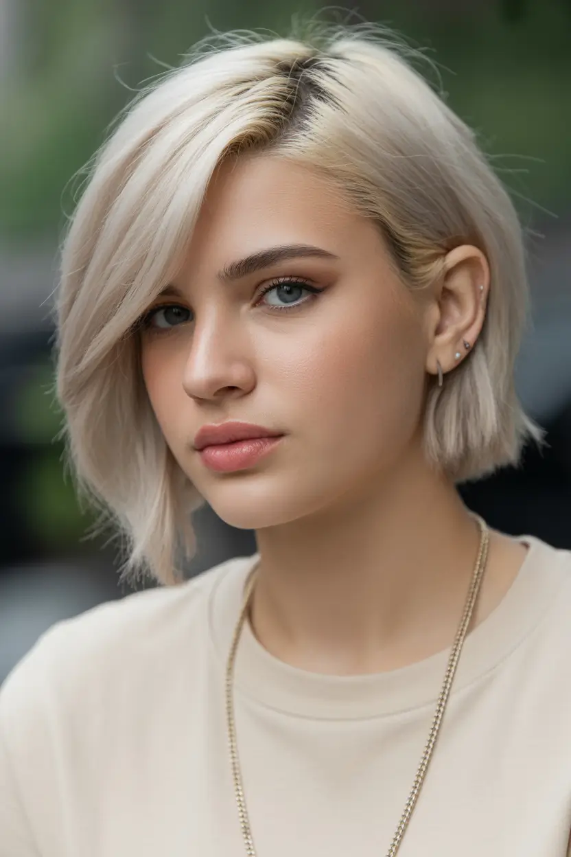 best spring bob haircuts 2026 Creamy Platinum Bob with Airy Side Sweep