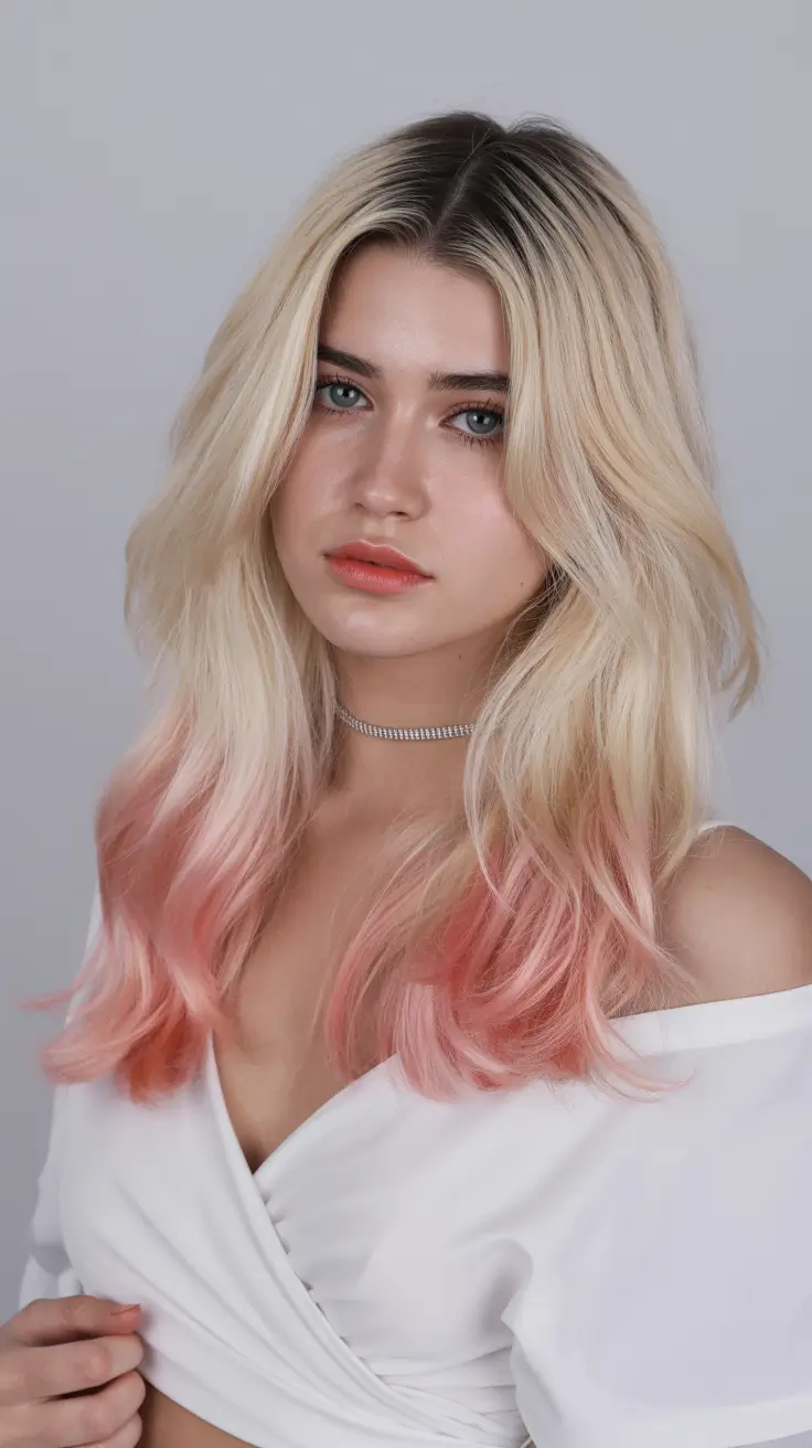 chic spring ombre hair color 2026 Blush-Tipped Blonde Ombre for a Playful Spring Shift