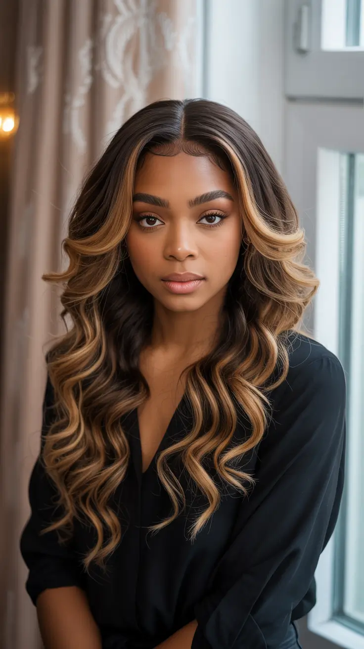 cool spring hair color for dark skin 2026 Toffee Face-Framing Layers with Soft Contrast