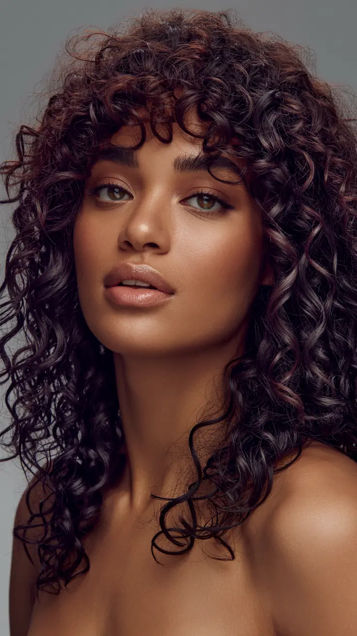 cool spring hair color for dark skin 2026 Chocolate Micro-Curls with Natural Shine