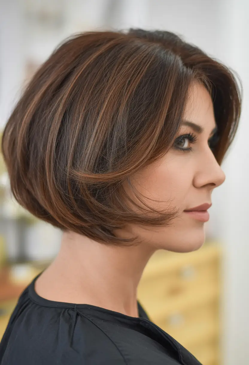 cute spring haircuts for women over 40 2026 Rounded sculpted bob with soft contouring layers