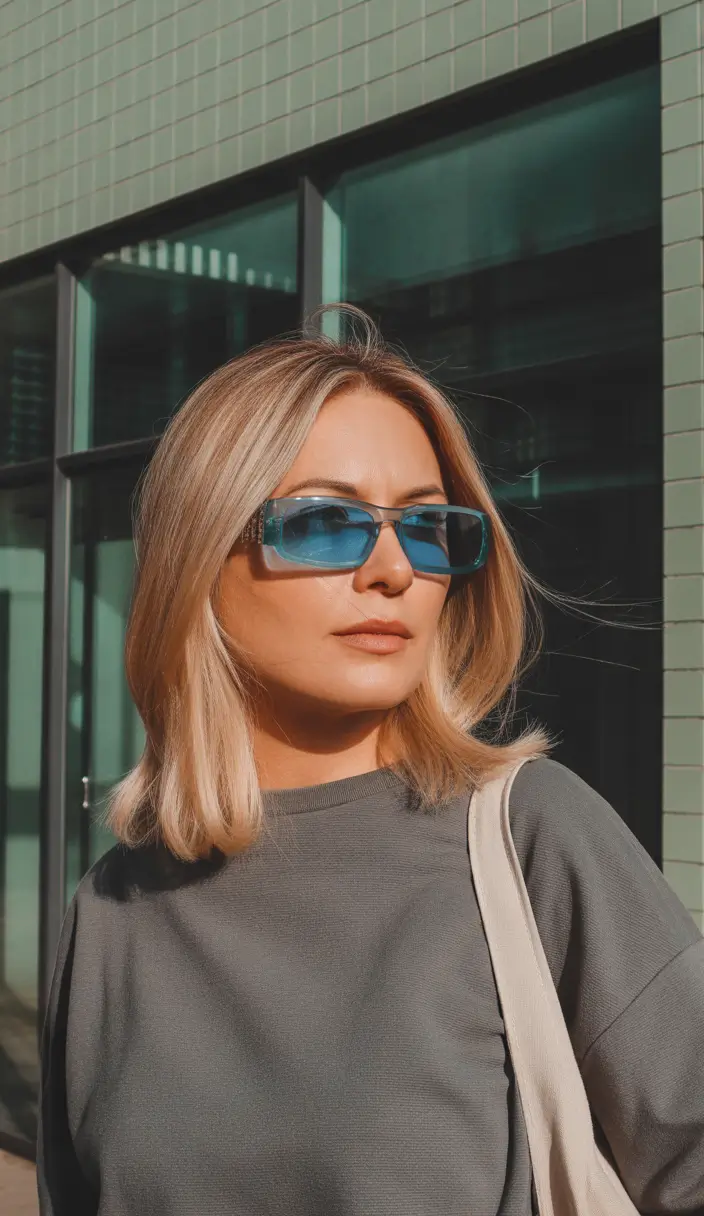 cute spring haircuts for women over 40 2026 Sleek blonde mid length cut with soft movement