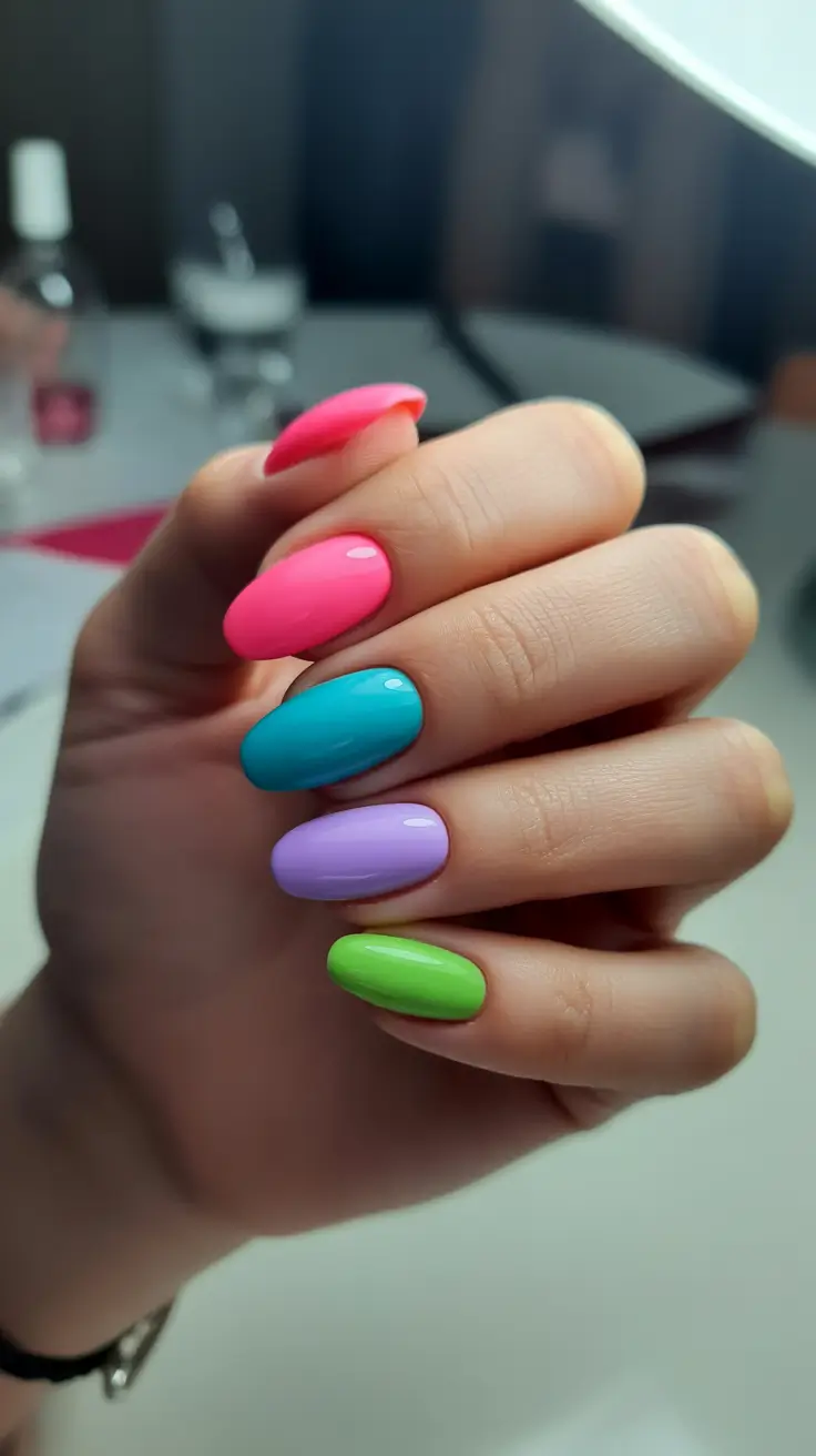 elegant fun spring nails 2026 + Skittle-Bright Gel Pop For Easy Spring Confidence