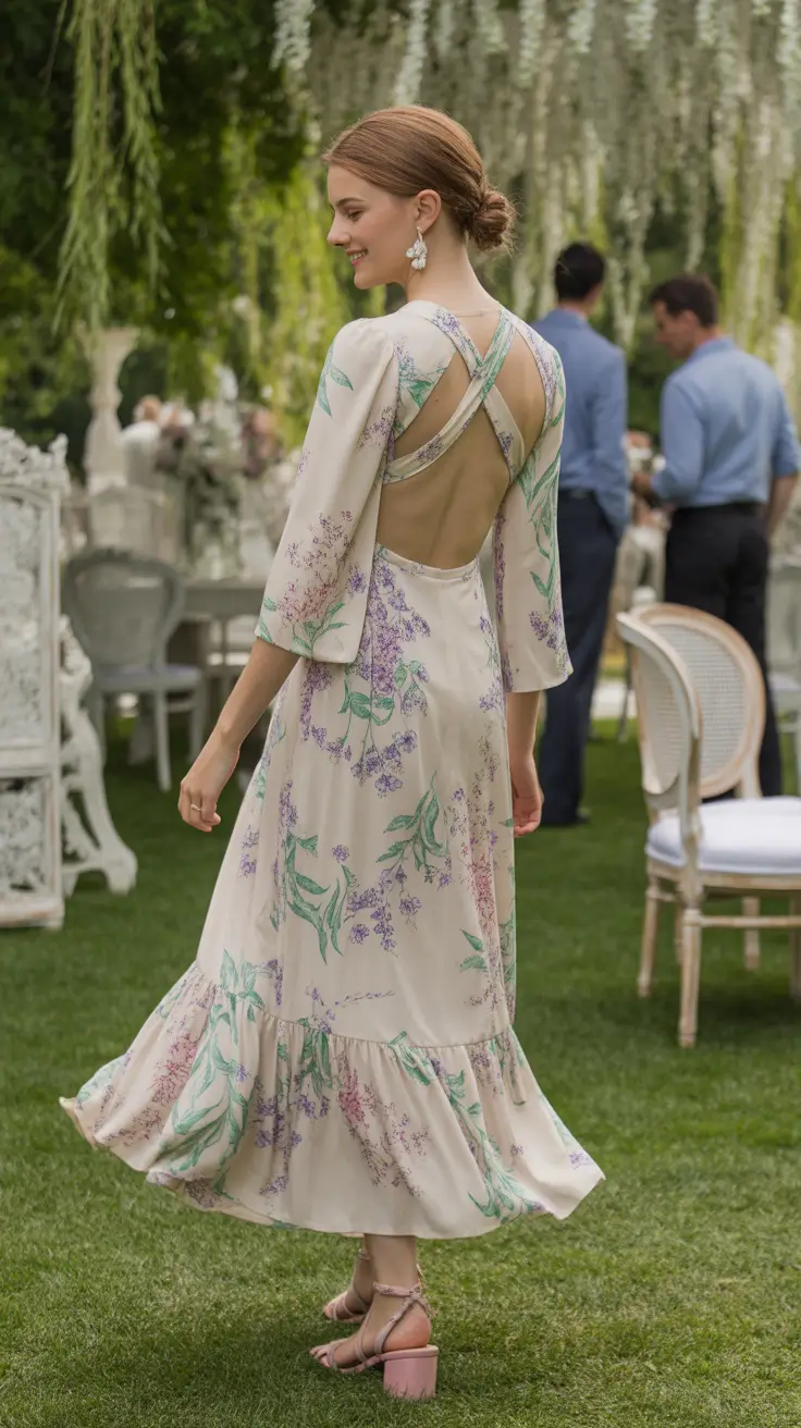 minimalist spring wedding guest outfit 2026 Soft Pastels With an Open Back Detail