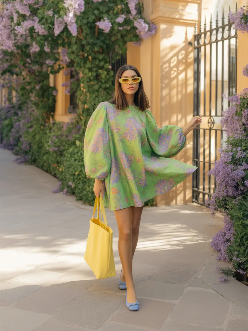 minimalist spring wedding guest outfit 2026 Playful Volume in a Minimal Frame