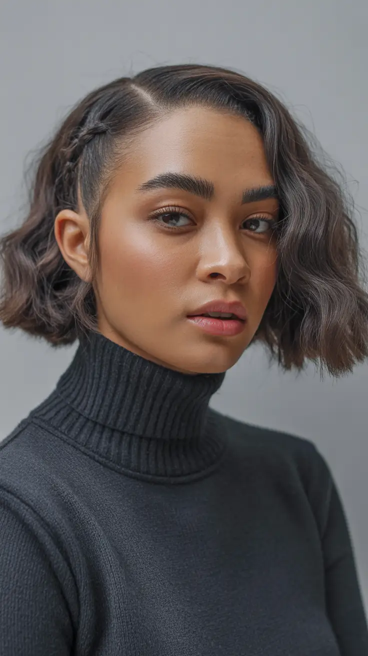 sophisticated spring hair color for dark skin 2026 Soft Espresso Bob with Sculpted Waves
