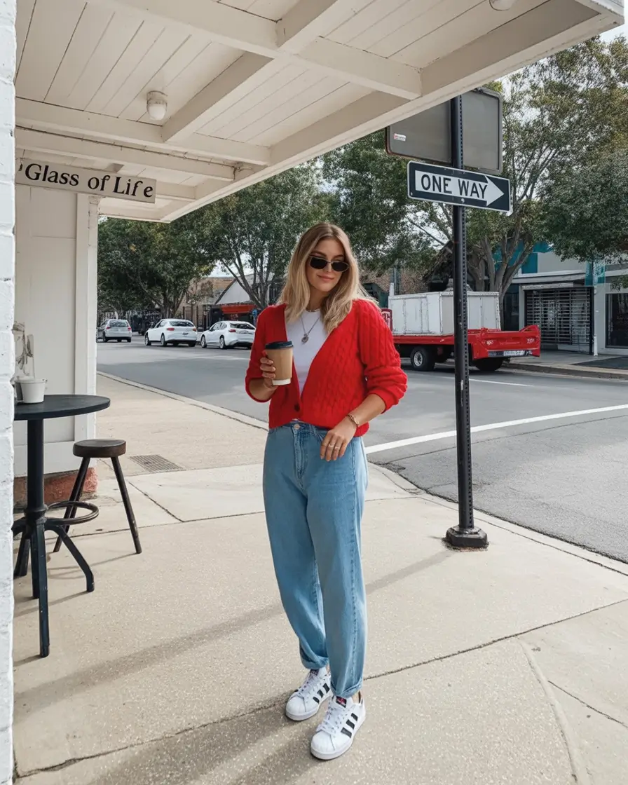 sophisticated spring transition outfits for 2026 Coffee Walk Layers With a Pop of Spring Energy