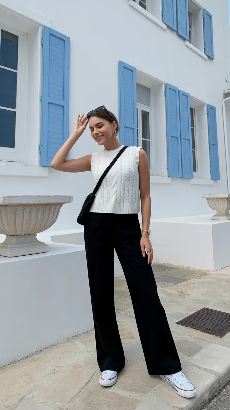 sophisticated spring transition outfits for 2026 Crisp Monochrome With Coastal Simplicity
