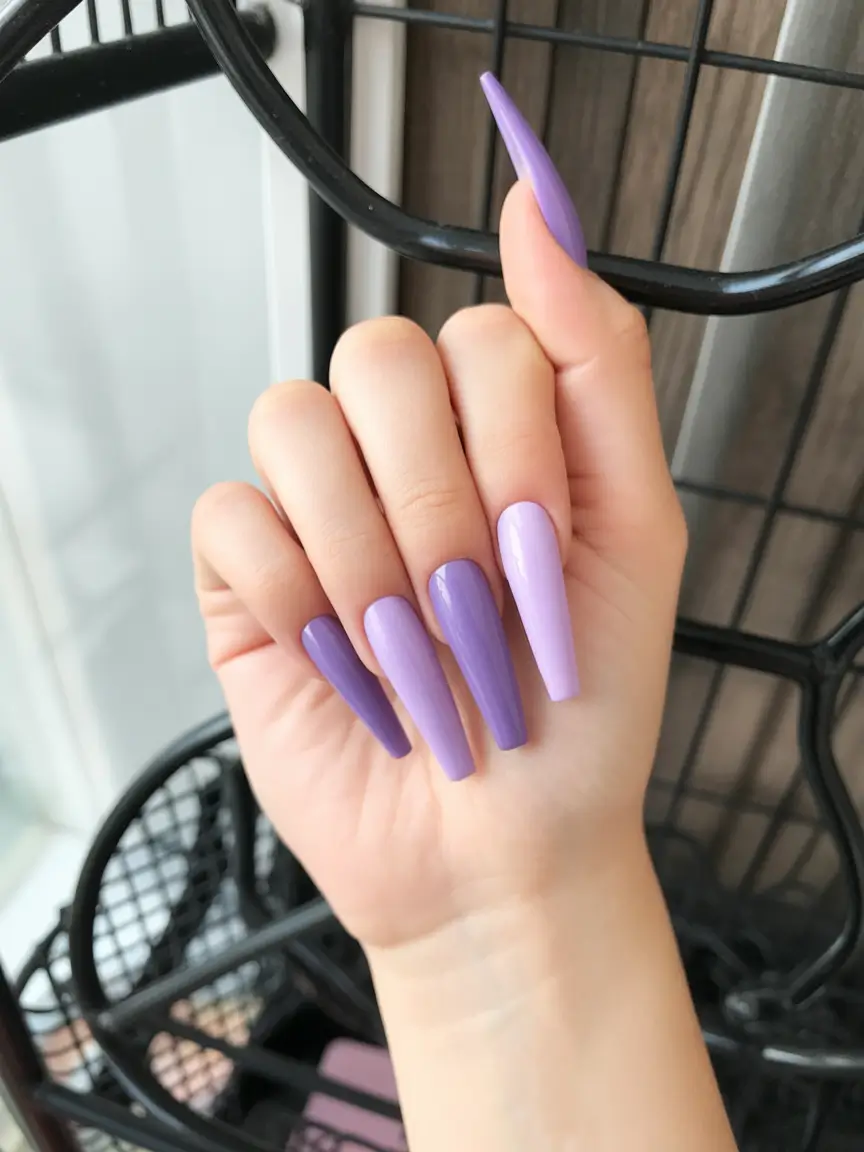 soft spring ballerina nails 2026 + Lavender Fade Ballerina With A Clean Gloss Finish