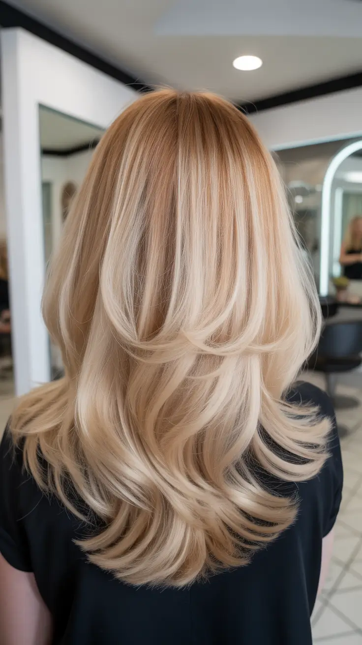 modern spring blonde hair color inspiration 2026 Airy Cream Blonde Layers