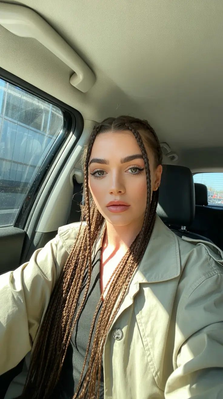 easy spring braids hairstyles 2026 Extra-Long Micro Braids With A Clean Center Part