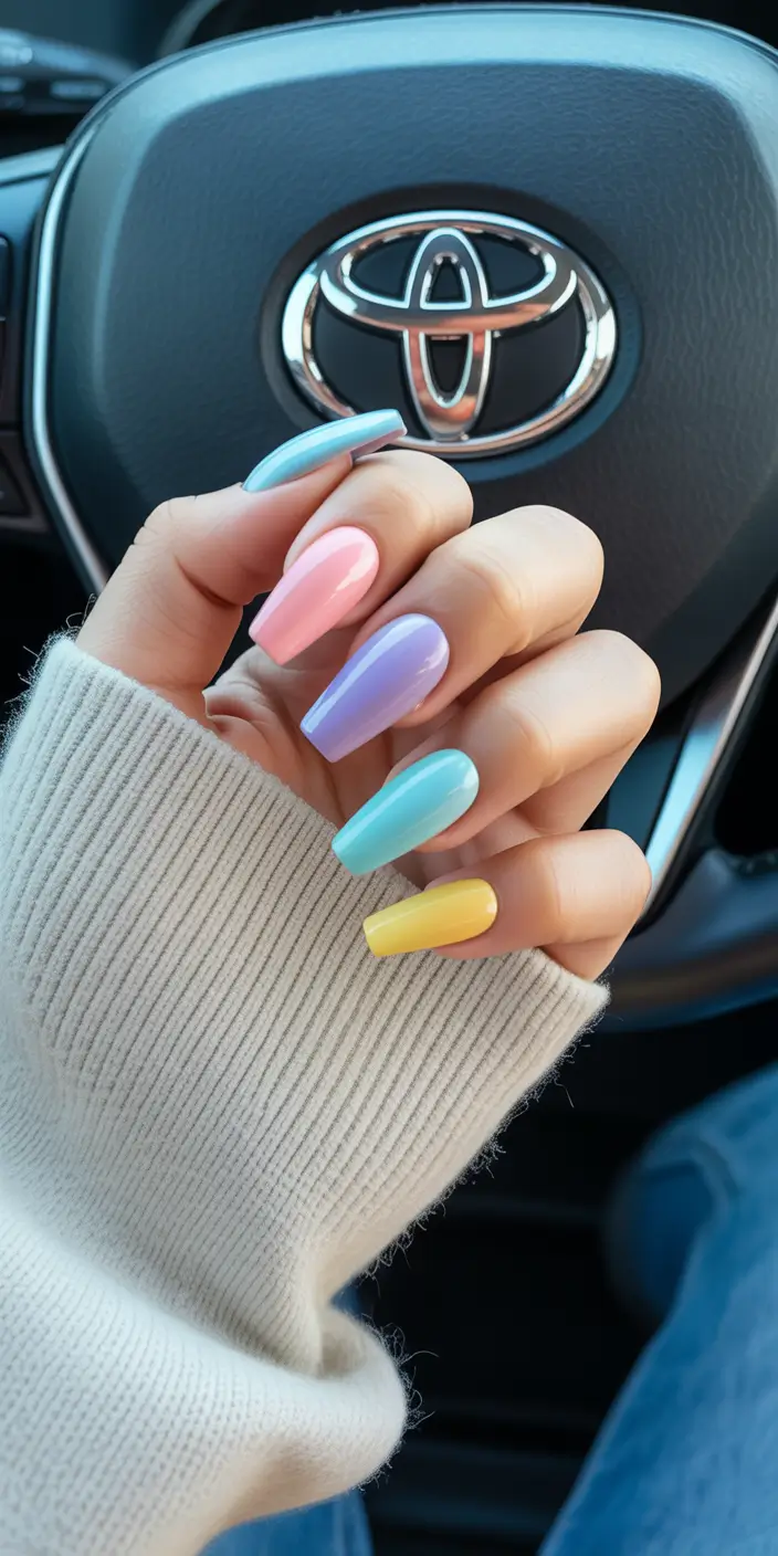chic spring break nails 2026 + Rainbow Pastels That Look Like Vacation Candy