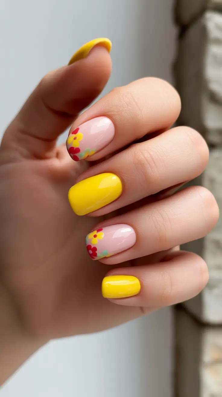 chic spring break nails 2026 + Sunshine Pop With Mini Florals