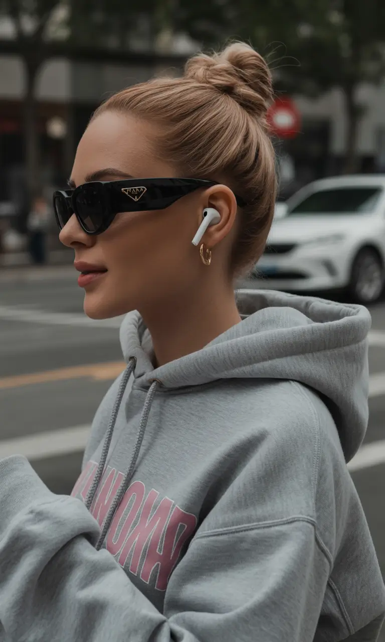 cute easy spring hairstyles 2026 + Sleek Topknot Bun For City-Spring Errands