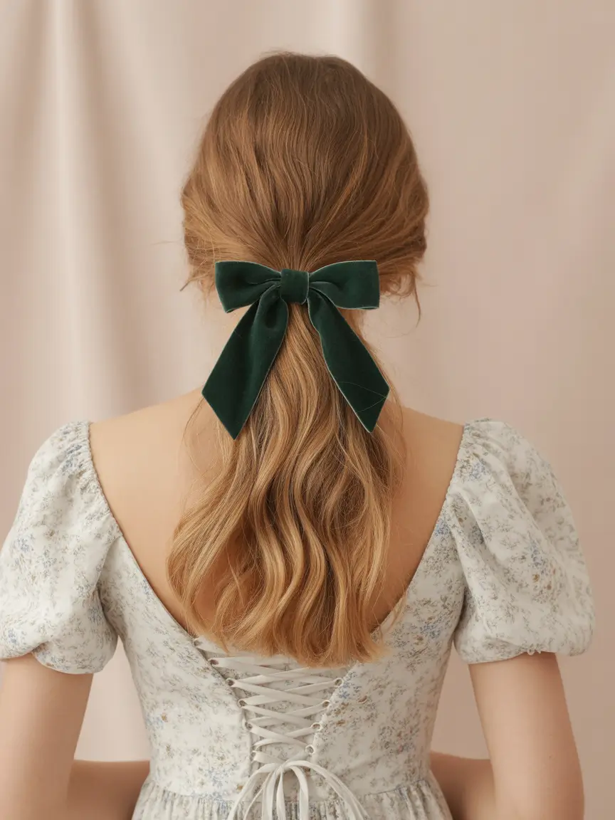 cute easy spring hairstyles 2026 + Low Ribbon Ponytail With Romantic Spring Volume