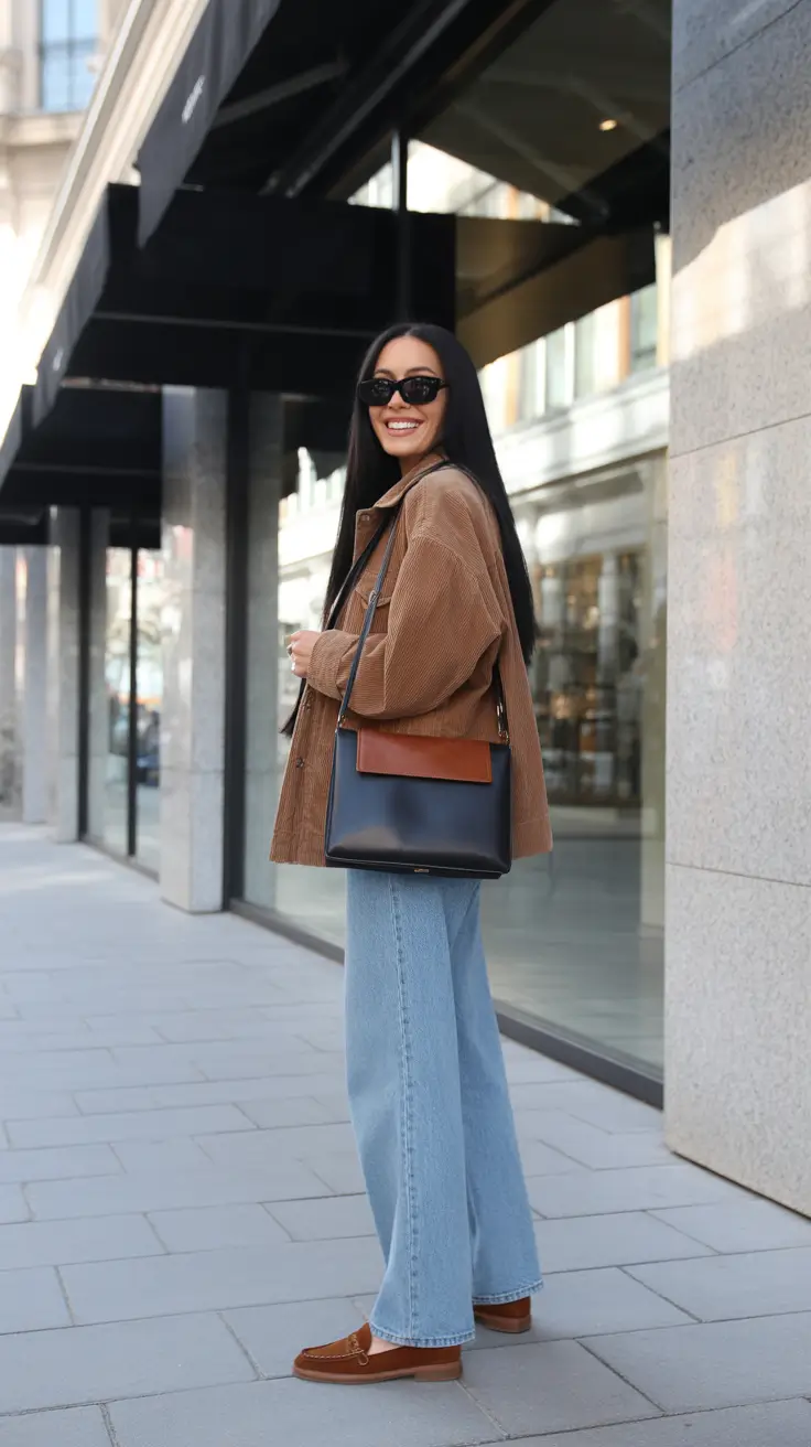stylish spring fashion trends 2026 City Cool With A Chocolate Jacket And Easy Denim