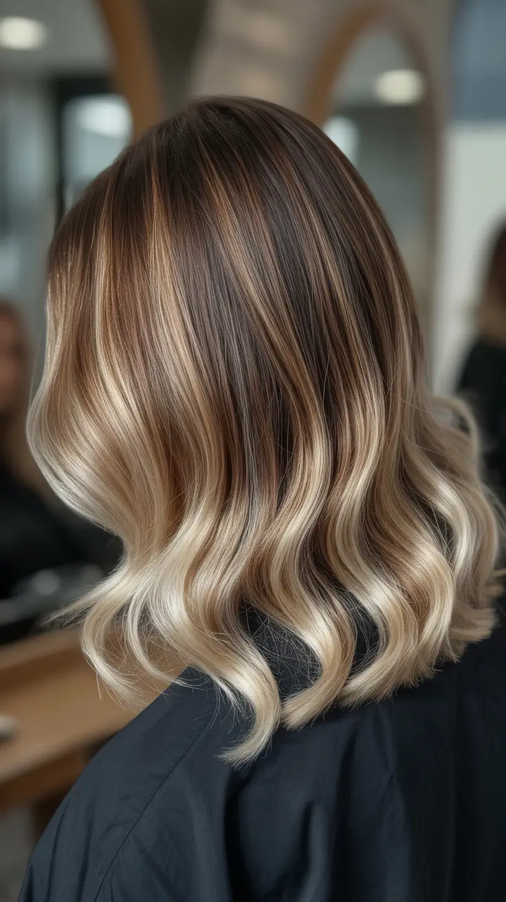 trendy spring hair color ideas 2026 to look younger + Champagne Balayage Bob With Smoky Root