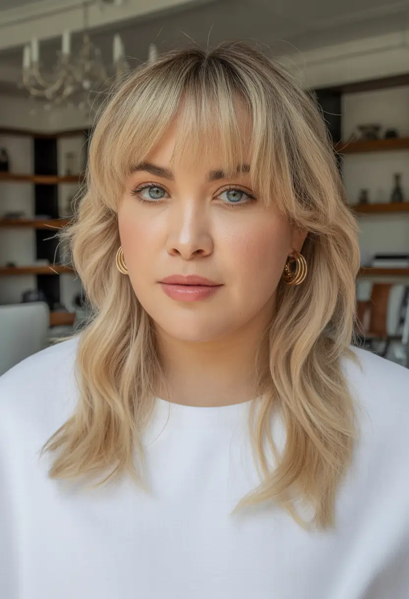 modern spring haircuts for chubby faces 2026 Soft Spring Layers With Airy Curtain Bangs