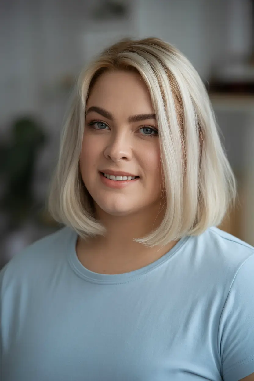 Modern Spring Haircuts For Plus Size Women 2026 Soft Blonde Spring Bob With Tucked Ends