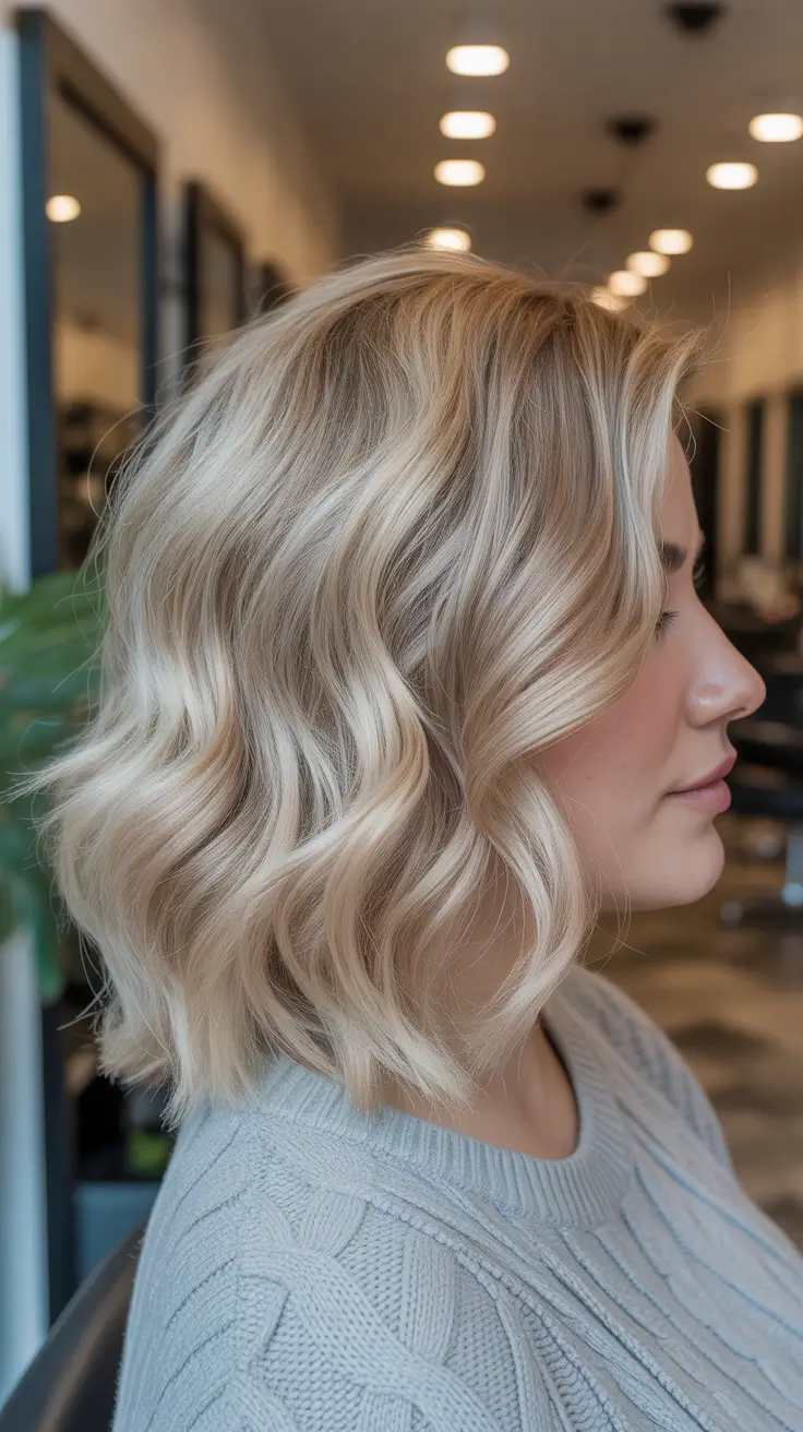 Modern Spring Haircuts for Plus Size Women 2026 Wavy Blonde Bob With Airy Movement