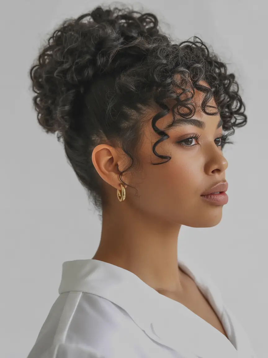 best spring hairstyles trends black women 2026 + Cloud Puff Updo With Sculpted Tendrils